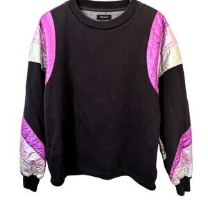 Isabel Marant Black Sweatshirt with Metallic Pink, Lilac & Silver Panel Sleeves